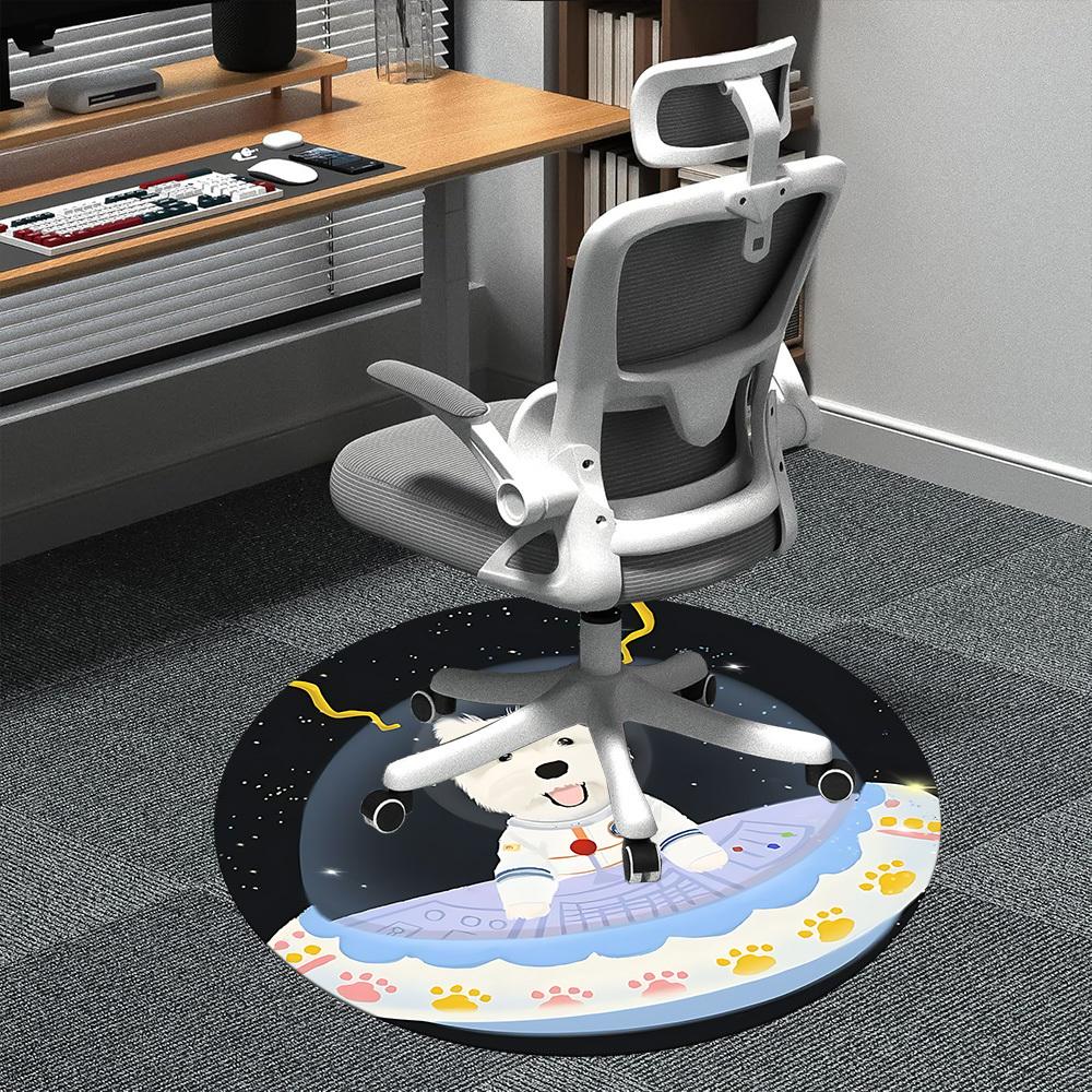 1PC Space Pup Office Round Area Rug,  Mat Suitable ForOffice, Under Office Chairs Bedroom Living Room Home Decor, Room Deco