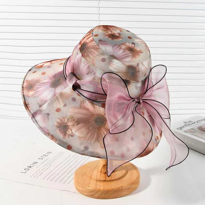 Sun hat children spring and summer new middle-aged and elderly bucket hat tulle breathable big brim sun hat fashion sun hat tide