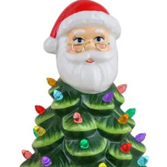Lighted Christmas Gnome Tree Small Prelit Resin Christmas Tree with Multicolored Lights for Tabletop
