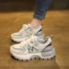 2024 Autumn Women's Fashionable Thick-soled Sneakers Lace-up Casual Mesh Breathable Low-top Shoes