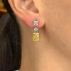 Huitan Yellow Cubic Zircon Dangle Earrings for Women Temperament Elegant Ear Accessories Daily Wear Party Aesthetic Lady Jewelry