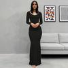 Платье макси с длинным рукавом для женщин, осеннее повседневное платье с круглым вырезом, длинное платье, облегающее фигуру, с драпировкой, коктейльное платье для вечеринки