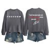 Women's Fashion Casual Long Sleeve Printed Round Neck Sweatshirt Top