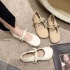 Single Shoes Women's 2025 New Summer French Shallow Mouth Soft-soled Flats Gentle Grandma Shoes Mary Jane Small Leather Shoes