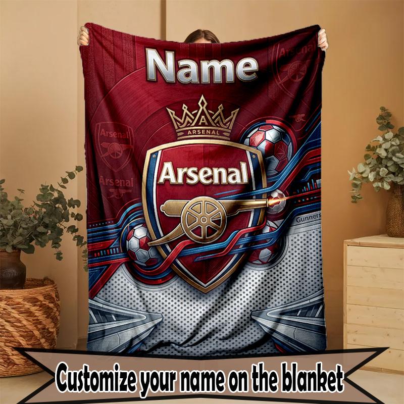 Custom Name Personalized Arsenal F.C Print Blanket, Home Decor, Bedroom, Sofa, Camping, Couch, Gifts for Birthday Christmas