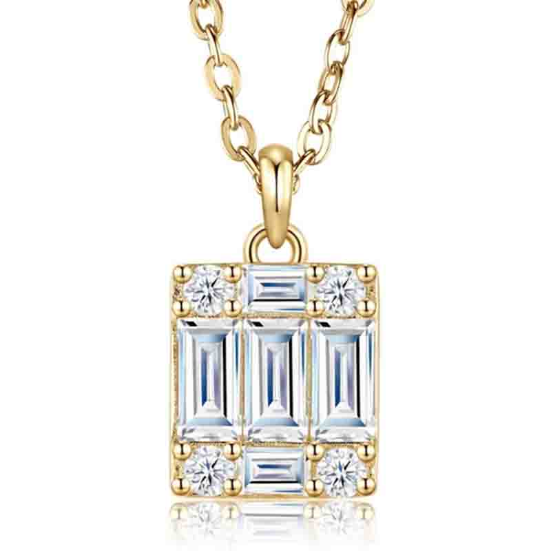 WUIHA Vintage 100% 925 Sterling Silver Emerald Cut Real GRA Moissanite Diamond Pendant Necklace Wedding Engagement Fine Jewelry