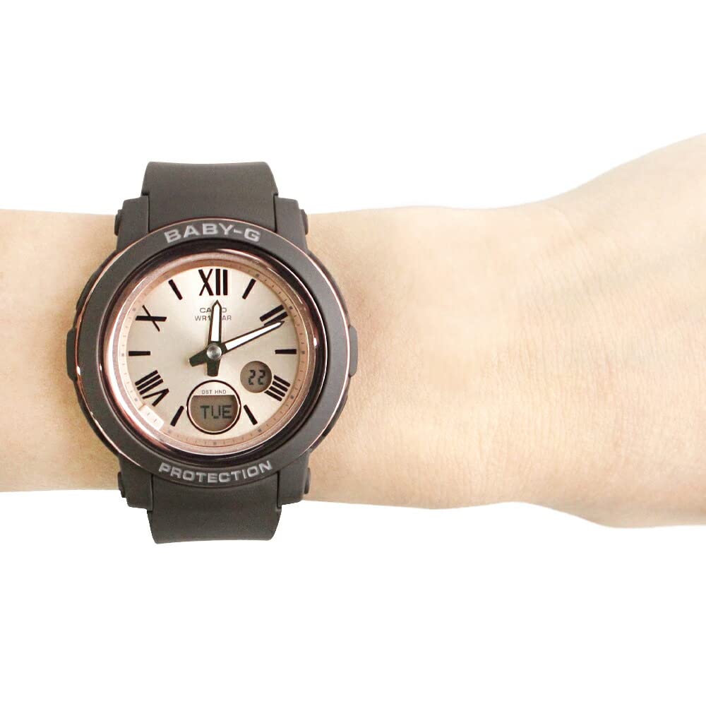 Женские часы серии CASIO Водонепроницаемые Темно-коричневые Розовое золото Baby-G BGA-290 BGA-290-5A