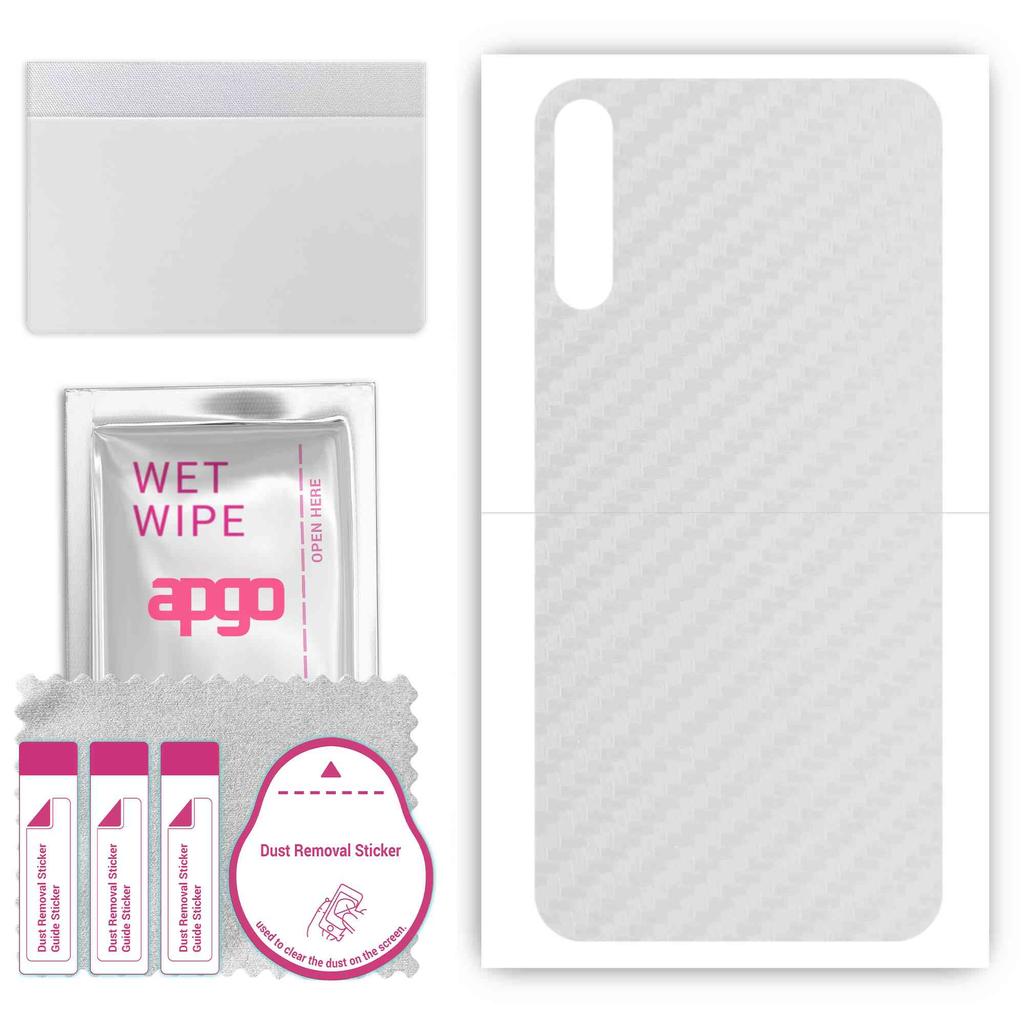 apgo Protective Skin Sticker for the Back Compatible with Tecno Camon 15 Air, Wrap Film, Foil, Vinyl - Pattern Transparent Carbon