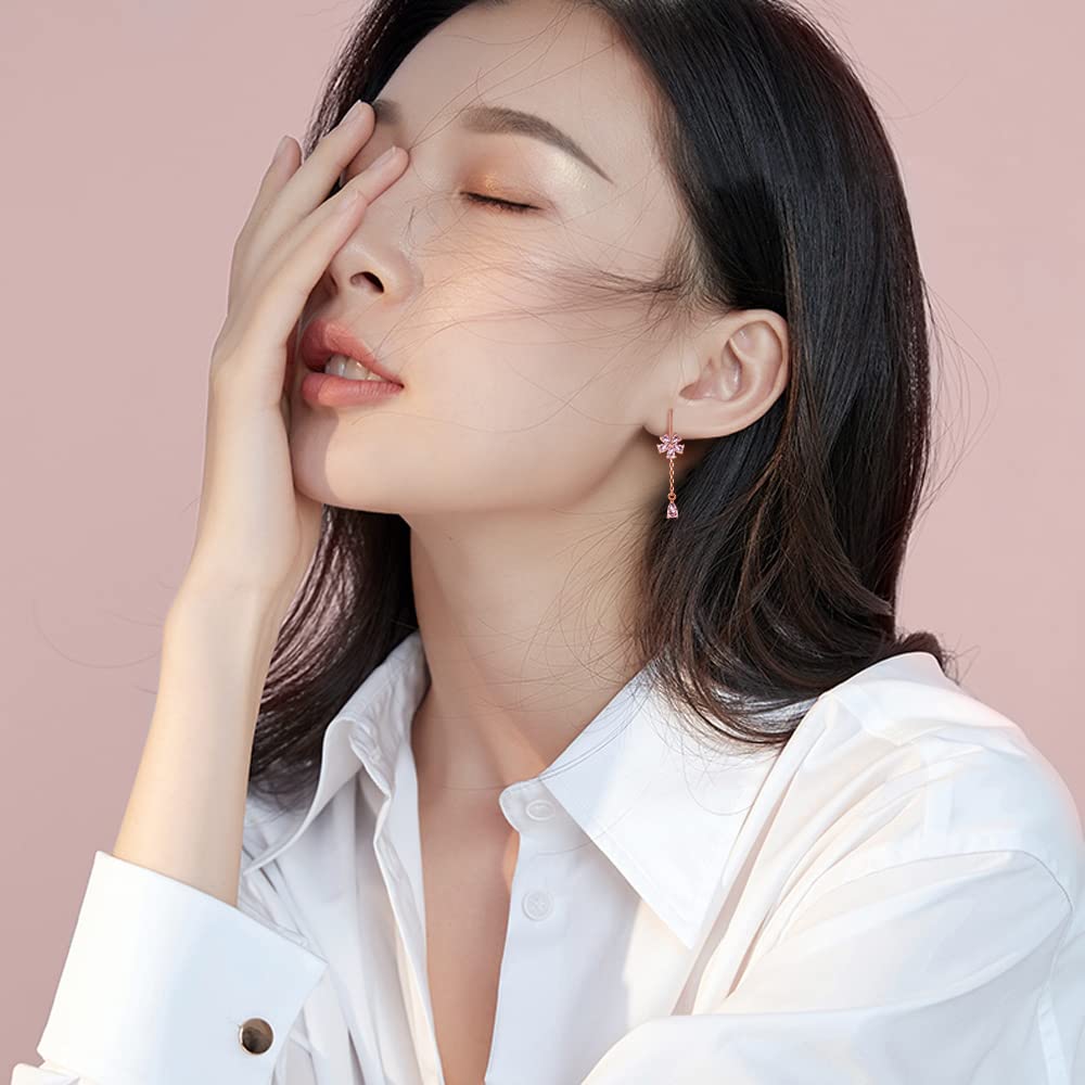 Серьги Cherry Blossom для розового цвета, гипоаллергенные, 925 пробы, японский подарок FH.bird, женщины, золото, качающиеся, металлы, серебро, серьги, цветок, стиль,