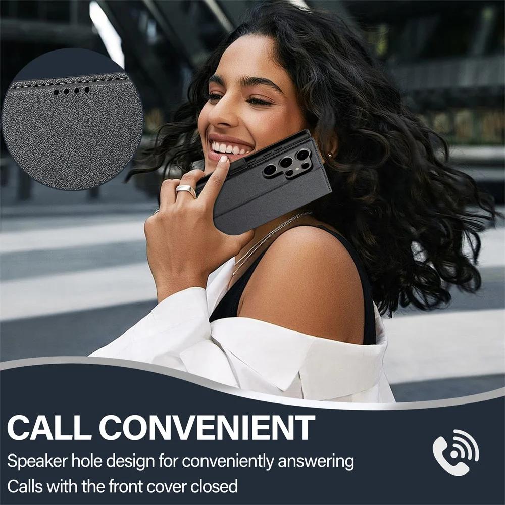 Кожаный держатель для карт, флип-чехол-кошелек для Samsung Galaxy S25 Ultra S24 FE S21 S20 S23 S22 + Plus A55 A54 A53 A35 A34 A16 A15 A14 5G