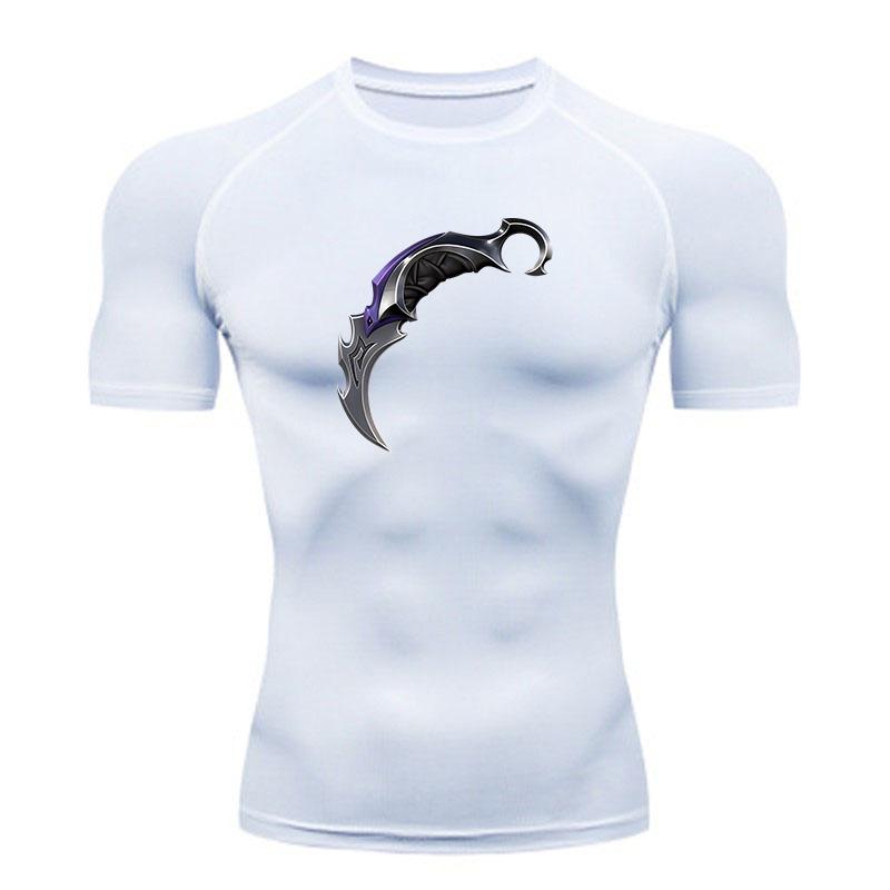 Men's Compression Athletic T-shirt Karambit Weapon Pattern Quick Dry Breathable Stretchy Top for Gym Workout Running Fit