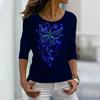 Women Autumn Tops Loose Golden Hollow Butterfly Print Causal Long Sleeve T-shirt Top Blouse