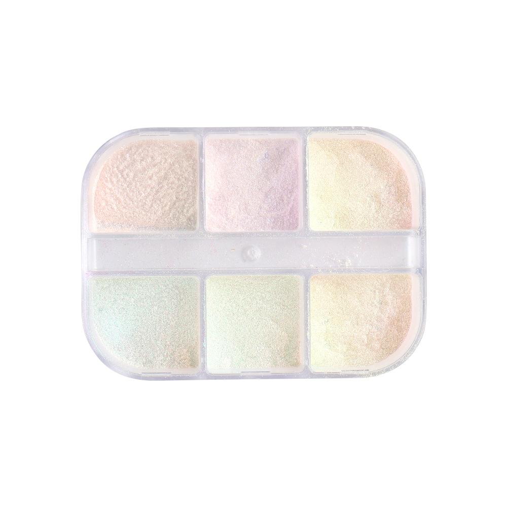 6 Grids Nail Glitter Aurora Mirror Powder Pearl Shell Rubbing Pigment Soap Sparkly Charm Nails Art Design