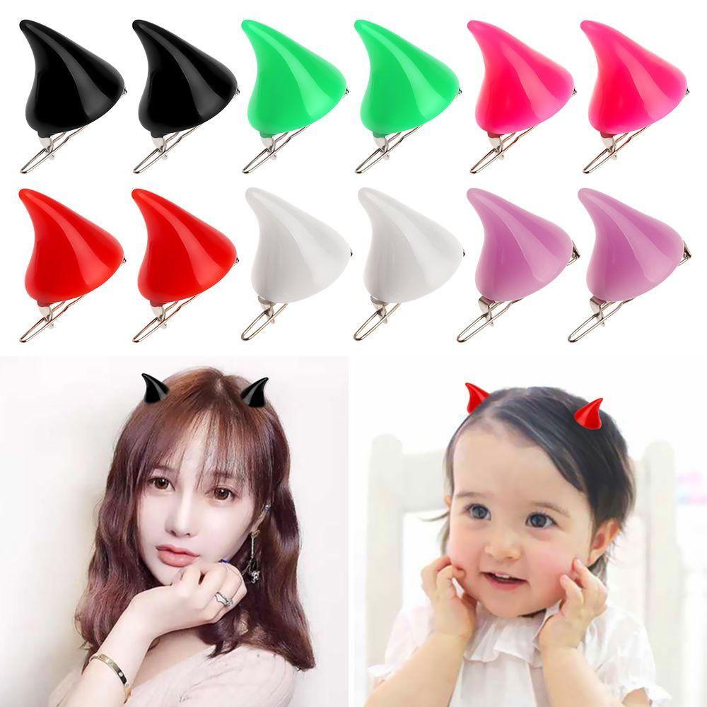 1 Pair Girls Women Hair Accessories Gothic Costume Pin Small Demon Hair Clips OX Horn Hairpins