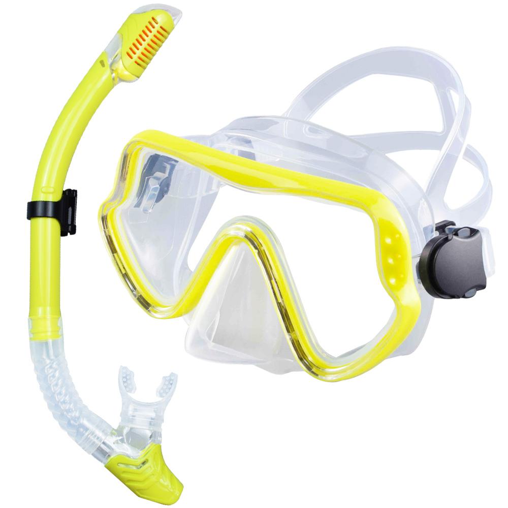 Комплект сухой маски для подводного плавания с маской и трубкой для взрослых, закаленное стекло, профессиональное панорамное снаряжение для подводного плавания, комплект для обучения подводному плаванию