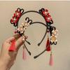 Braid Hair Chinese New Year Headwear Flower Hanfu Hair Sticks Sweet Red Bow Hairband Children