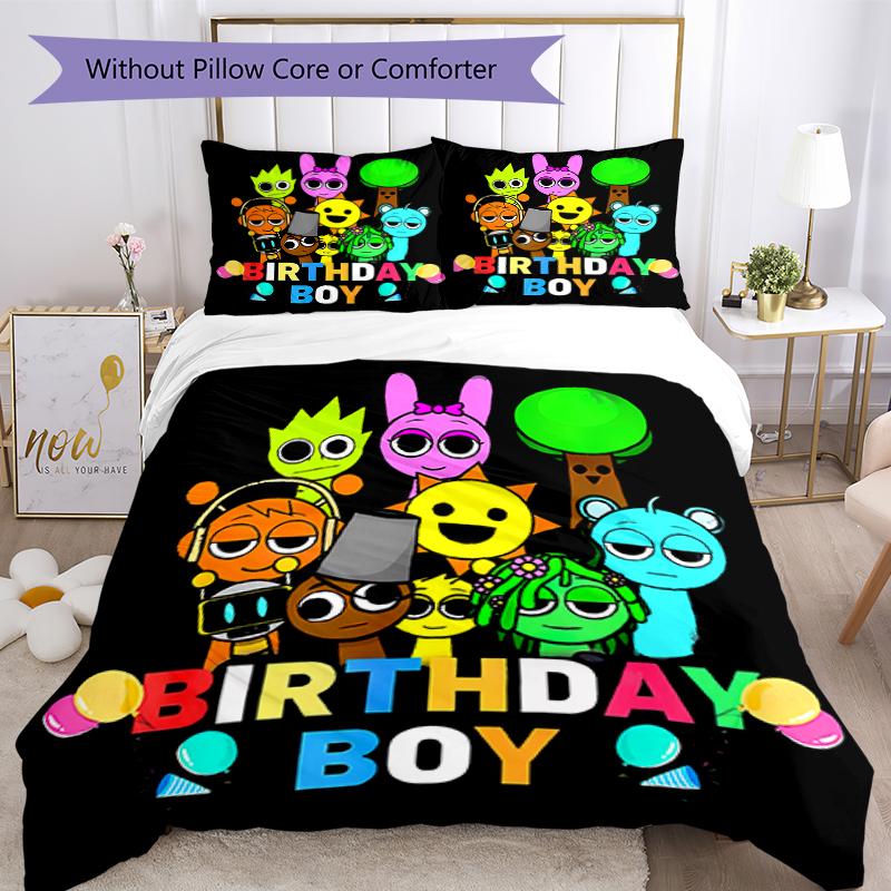 3pcs Sprunki Game3 pattern bedding set duvet cover set includes duvet cover &pillowcases, perfect all season bedroom decoration & gift