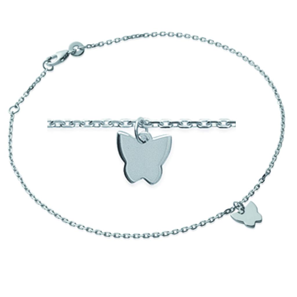 Les Trésors De Lily [J2072] - Silver Ankle Chain 'Butterfly' Silver (rhodium-plated) - 25 Cm 8x7 Mm