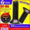KM Black Carbon Steel Countersunk Machine Screw M1-M6, Full Thread, Flat Head