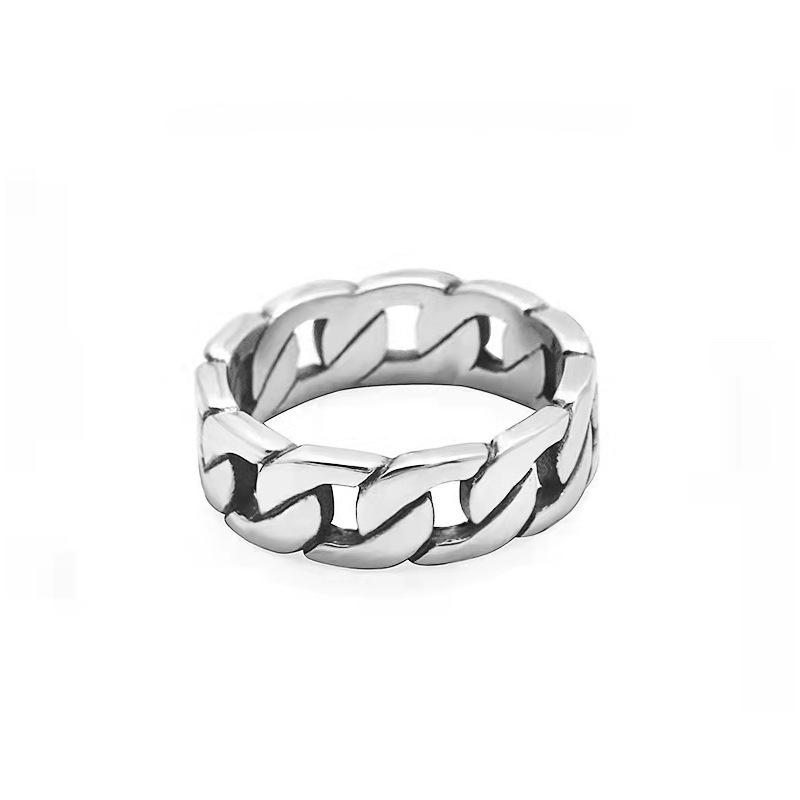Универсальное мужское кольцо из титановой стали Кольцо с литой цепочкой из нержавеющей стали