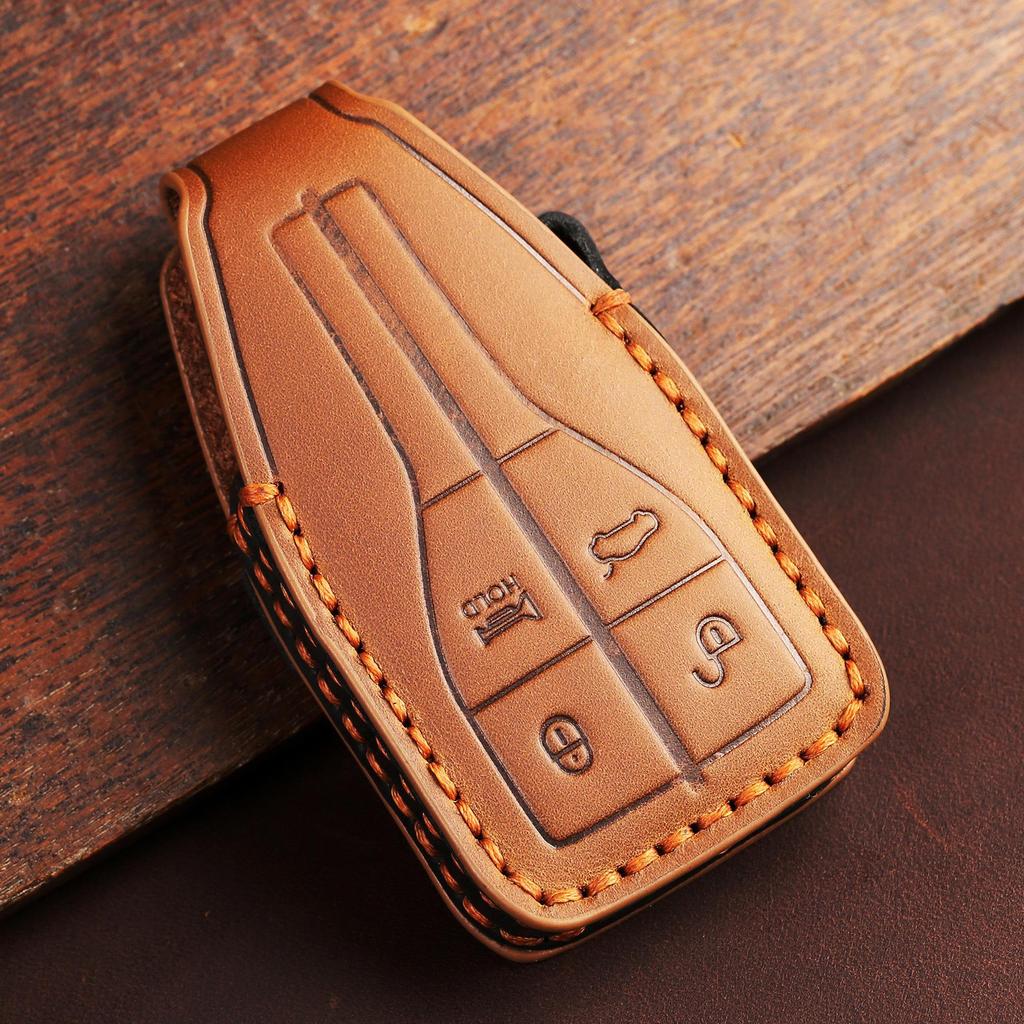 Genuine Leather Key Cover for Hongqi H5, H7, HS5, HS7 - Premium Car Remote Shell and Buckle