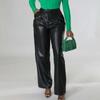 2023 Fashion Women PU Pants Autumn And Winter Casual Vinage Pocket Trousers Loose Wide Leg Leather Pants Elegant Pantalon 30033