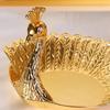 Golden Fruit Basket Bird Embossed Luxury Metal Candy Food Nut Fruit Tray Storage Basket Wedding Hotel Home Desktop Decoration