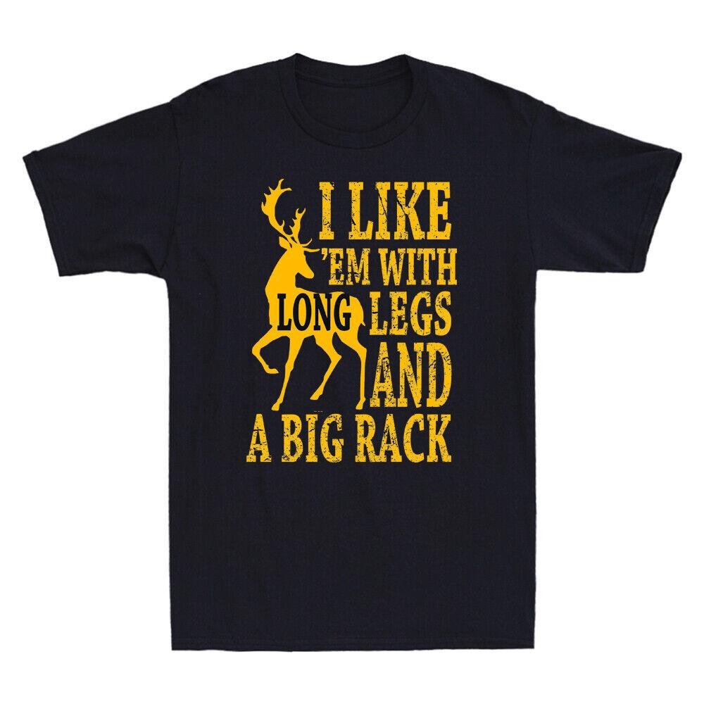 Deer Hunting I Like 'Em With Long Legs And A Big Rack Retro Men's T Shirt Black