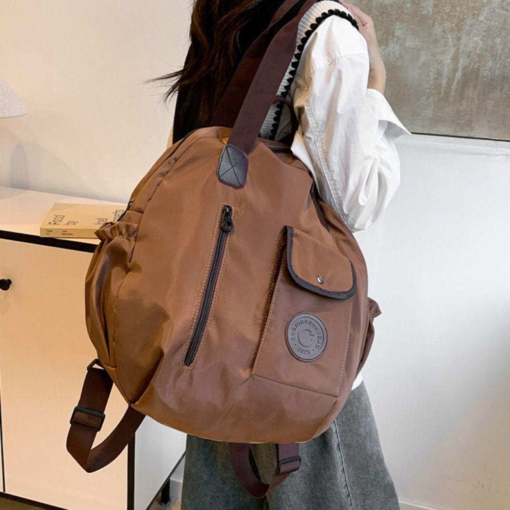 Solid Color Round Shape Shoulder Bag Large Capacity Fitness Bag Swimming Nylon Backpack Outdoor