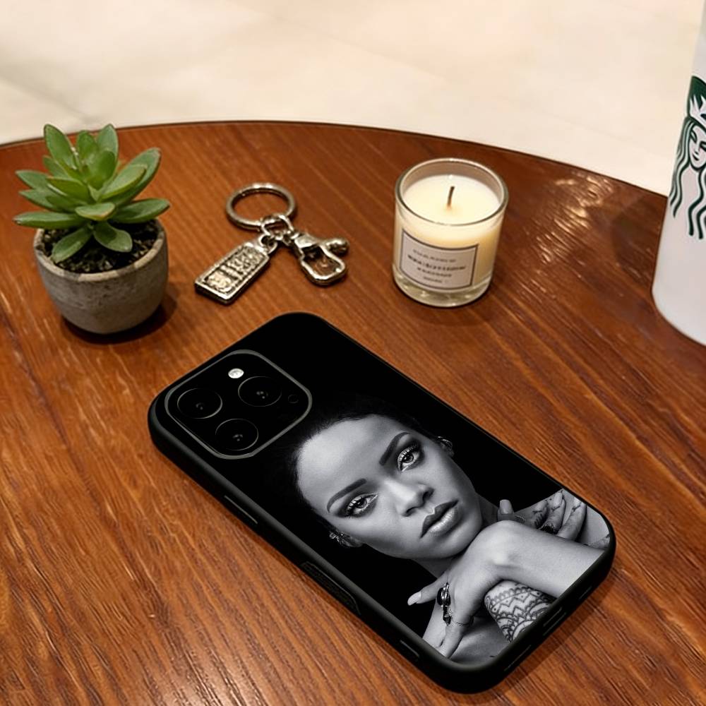 Чехол для телефона певицы Рианны Мягкий Силиконовый черный Для IPhone 17 16 15 14 13 12 11 X XR Plus Pro Max Plus
