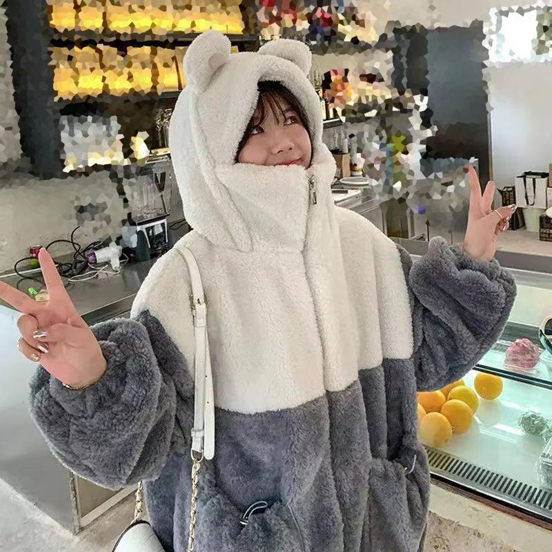 WTEMPO С капюшоном, цветные карманы на молнии, флисовые пальто, женские толстые теплые осенне-зимние куртки большого размера, непромокаемые, плюшевые, с защитой от холода