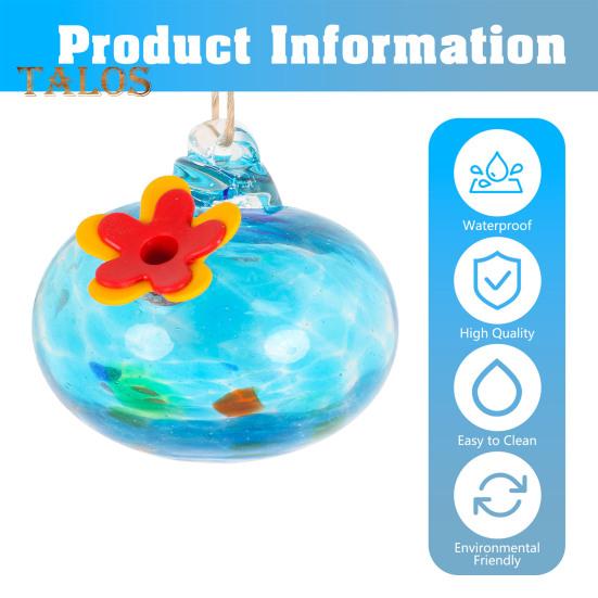 Кормушка для колибри из выдувного стекла ручной работы, подвесной металлический держатель для кашпо 2 в 1 с 6 маленькими кормушками для птиц из выдувного стекла для декора окон в саду и на заднем дворе