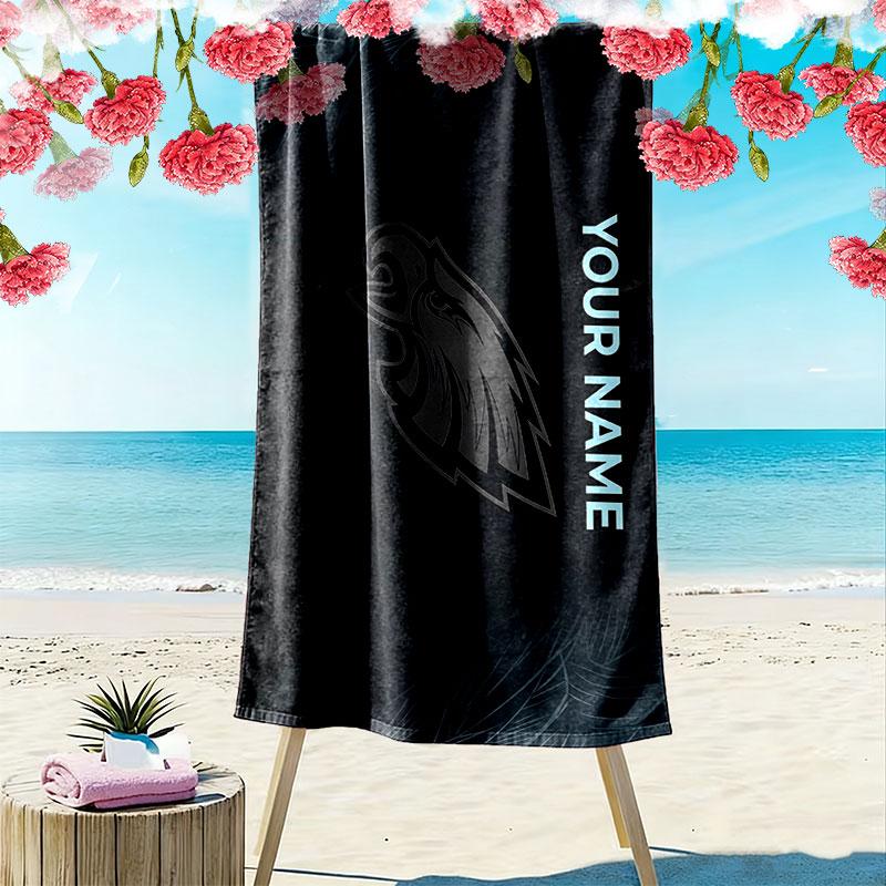 Custom Name,Philadelphia Eagles Print Beach Towel, Large Soft Quick Dry Towel for Beach Camping Swimming