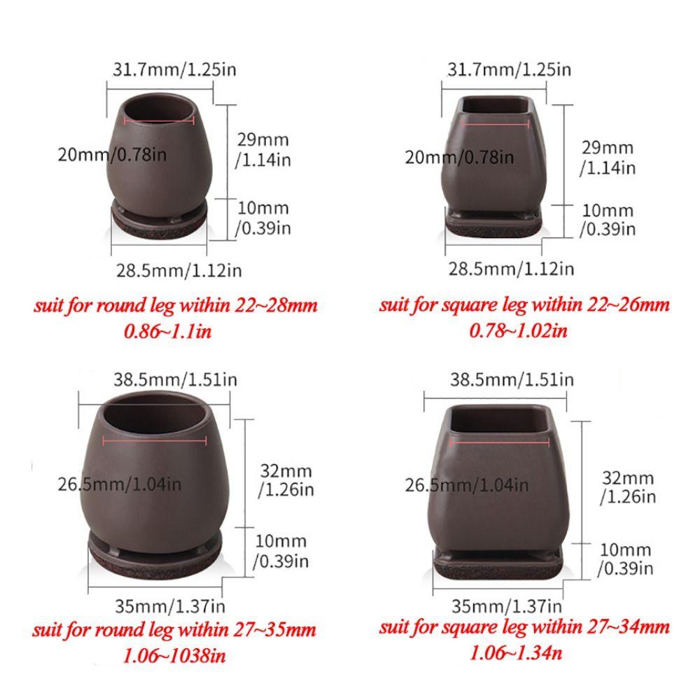 With Thick Wrap Felt Pads Chair Foot Cover Reduce Noise Round/Square Chair Leg Floor Protector Dark Brown Non-slip