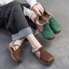 Genuine Leather Mixed Colors Sandals Round Toe Hollow Retro Style Women's Shoes
