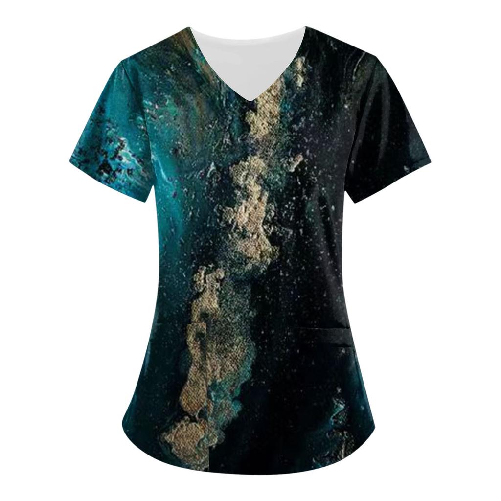 Женские свободные топы с короткими рукавами, повседневные топы больших размеров с V-образным вырезом и короткими рукавами, повседневные летние футболки, женские топы, футболки, рабочая одежда