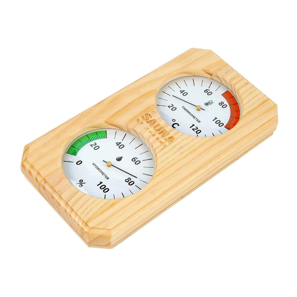 2-in-1 Hygrometer/hygrothermograph for Sauna, Made of Wood, Easy to Install. Temperature And