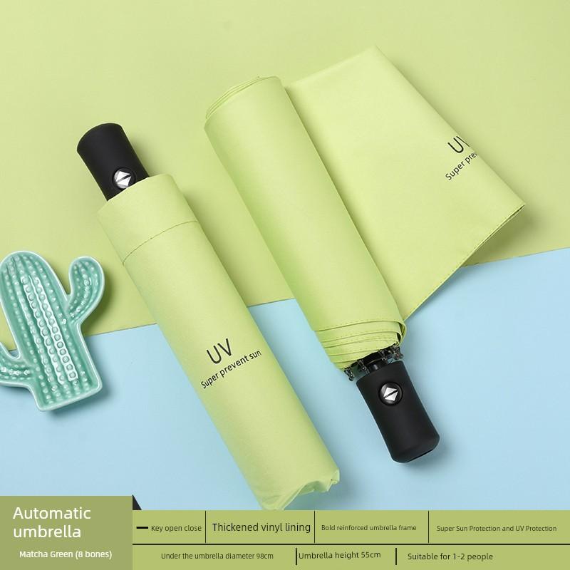 Automatic Umbrella Ins Style Men's and Women's Dual-Use Black Glue Sun Umbrella Sun Protection UV Protection Folding Sun Umbrella