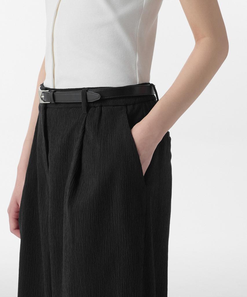 MUSINSA STANDARD WOMAN Women'S Crinkle One-Pleat Wide Elastic Waist Pants [Black]