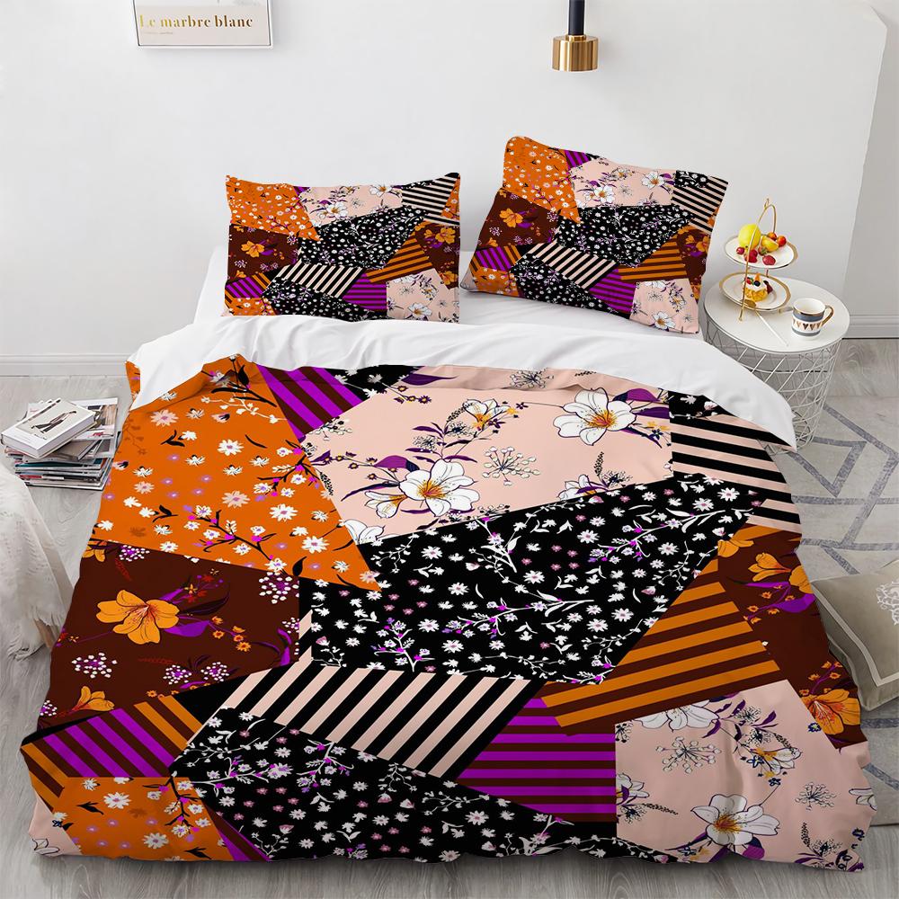 Boho Floral Bedspread Patchwork Coverlet Set Reversible Soft Bedding Farmhouse Garden Bed Quilt Sets for All Season Women Men