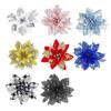 12Pcs Glitter Poinsettia Christmas Ornaments with Clips Stems Artificial Flowers for Xmas Tree Wedding