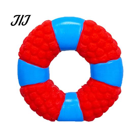 Squeaky Dog Toys Lifebuoy Ring Toy, Latex Chew Teeth Pet Fetch Cleaning Toy for Aggressive Chewers, Interactive Training Puppy Teething