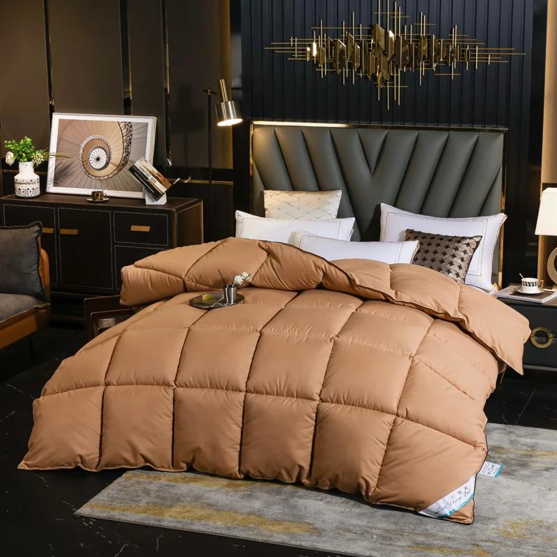 Зимнее хлопковое гусиное пуховое одеяло для пятизвездочного отеля, супермягкое пушистое одеяло размера «queen-king» и «king-size», одеяло Four Seasons