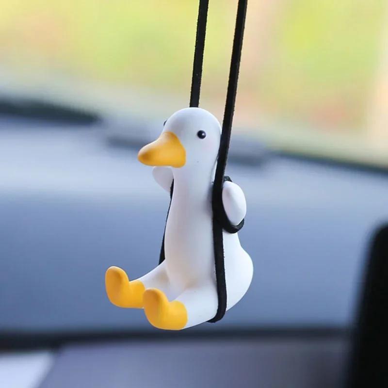 Gypsum Cute Cartoon Car Accessories Swing Duck Pendant Rear View Mirror Can Be Used As Birthday Gift Accessories Car Perfume