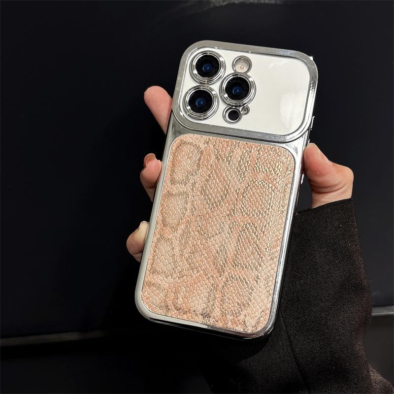 Роскошный Чехол для Телефона с Покрытием под Змеиную Кожу Для Apple iPhone 17 16 15 14 Plus 13 Pro Max Защита Объектива Камеры Ударопрочный Чехол