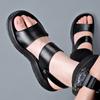 Summer Flats Men's Business Sandals Massage Sole Men Leather Sandals Outdoor Beach Walking Shoes Male Designer Slippers