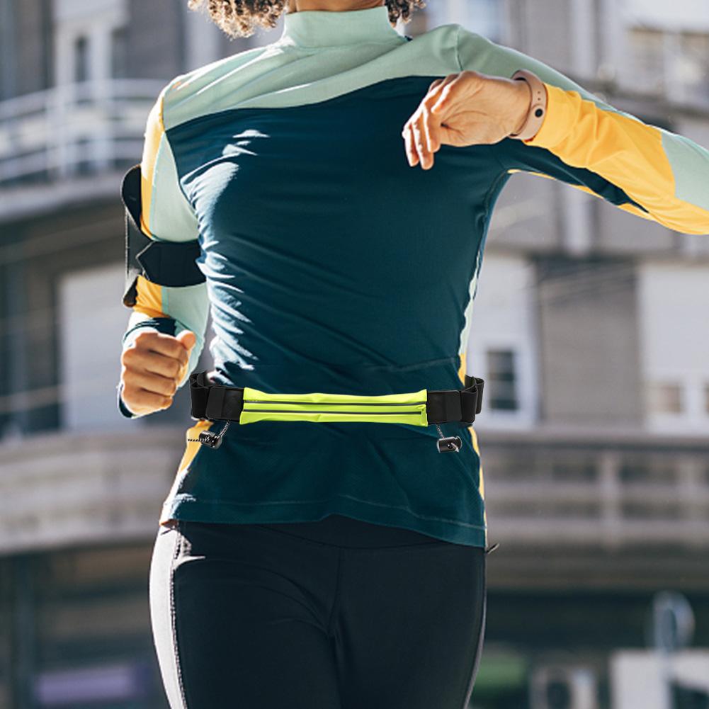 Сумка-пояс для марафона, бега по пересеченной местности, для телефона, бутылки с водой, спортивная поясная сумка для фитнеса, двойной карман, сумка-пояс для бега