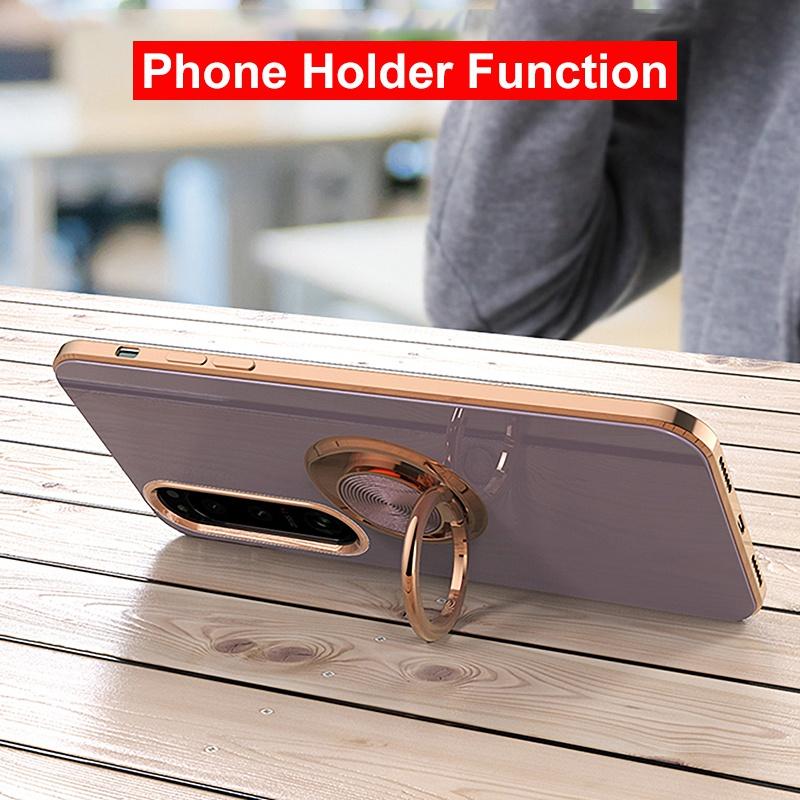 Роскошный силиконовый чехол-держатель с магнитным кольцом для Sony Xperia 1 5 10 III IV V ACE II противоударный гальванический чехол