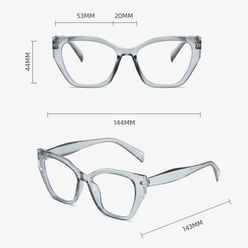 New Cat's Eye Plain Glasses Frame Women's Fashion PC Eyewear Frame Flat Glasses Luxury Anti Blue Light Optical Glasses