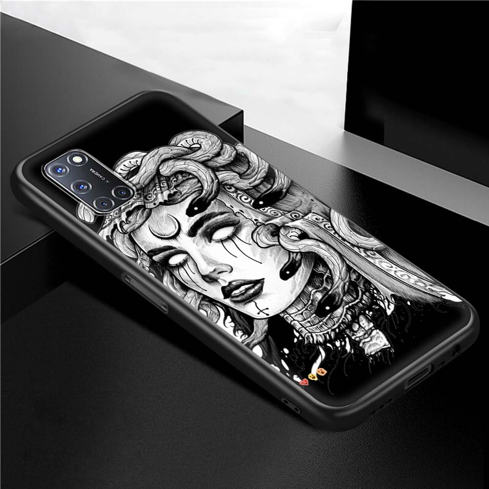 Черно-белый готический чехол в стиле ужасов в стиле панк для Realme 9 C3 8 7 6 Pro C21, чехол для телефона OPPO A54 5G A53 A52 A9 2020, чехол